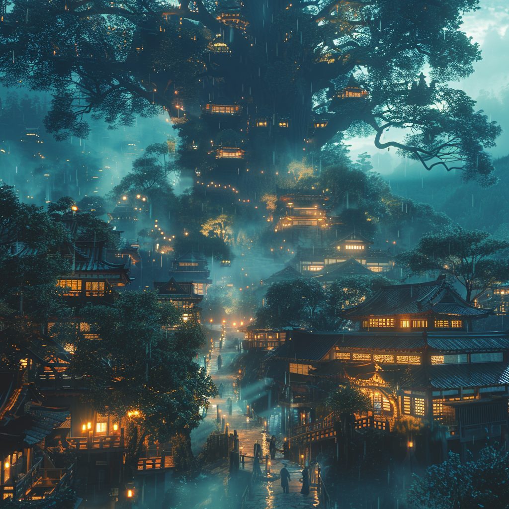 The Tree Village in Japan AI Artwork 18