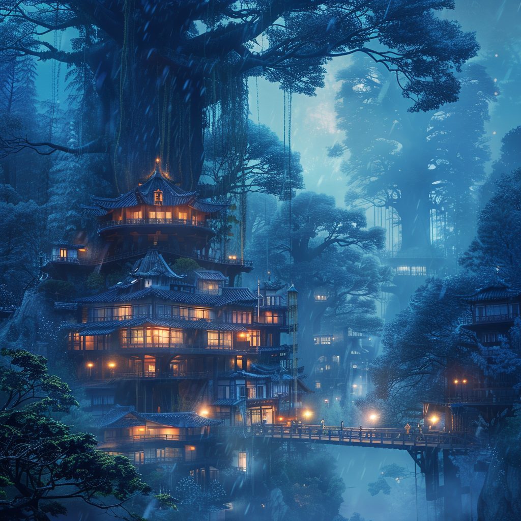 The Tree Village in Japan AI Artwork 21