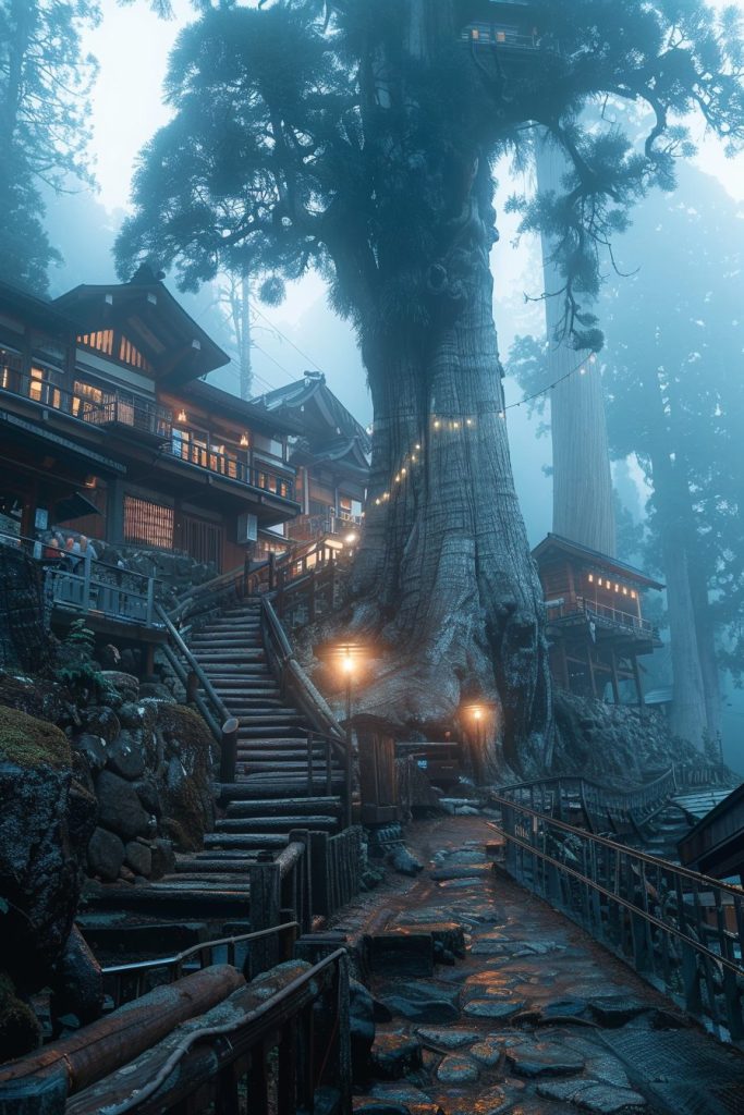 The Tree Village in Japan AI Artwork 24