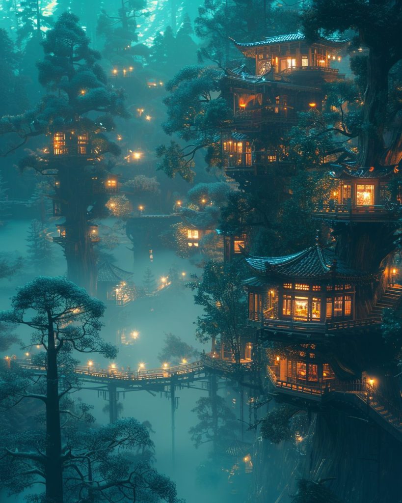 The Tree Village in Japan AI Artwork 25