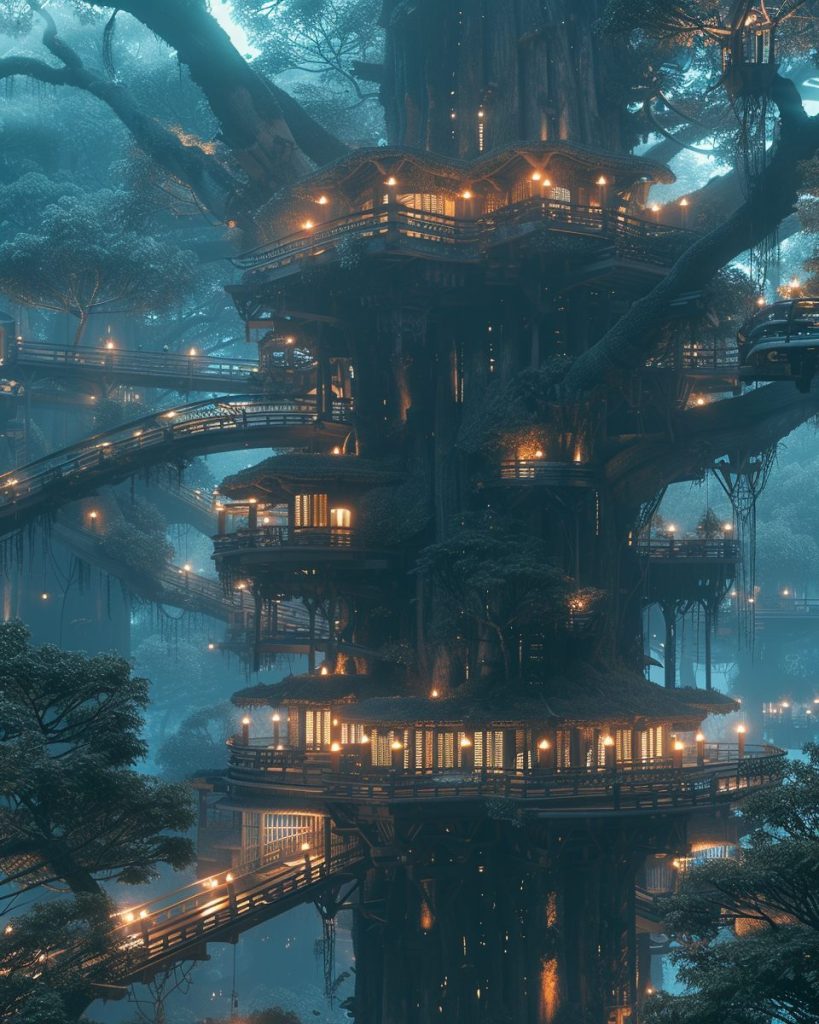 The Tree Village in Japan AI Artwork 27
