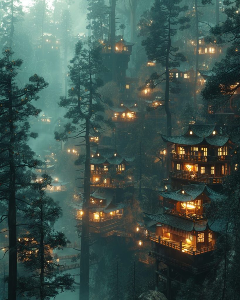 The Tree Village in Japan AI Artwork 28