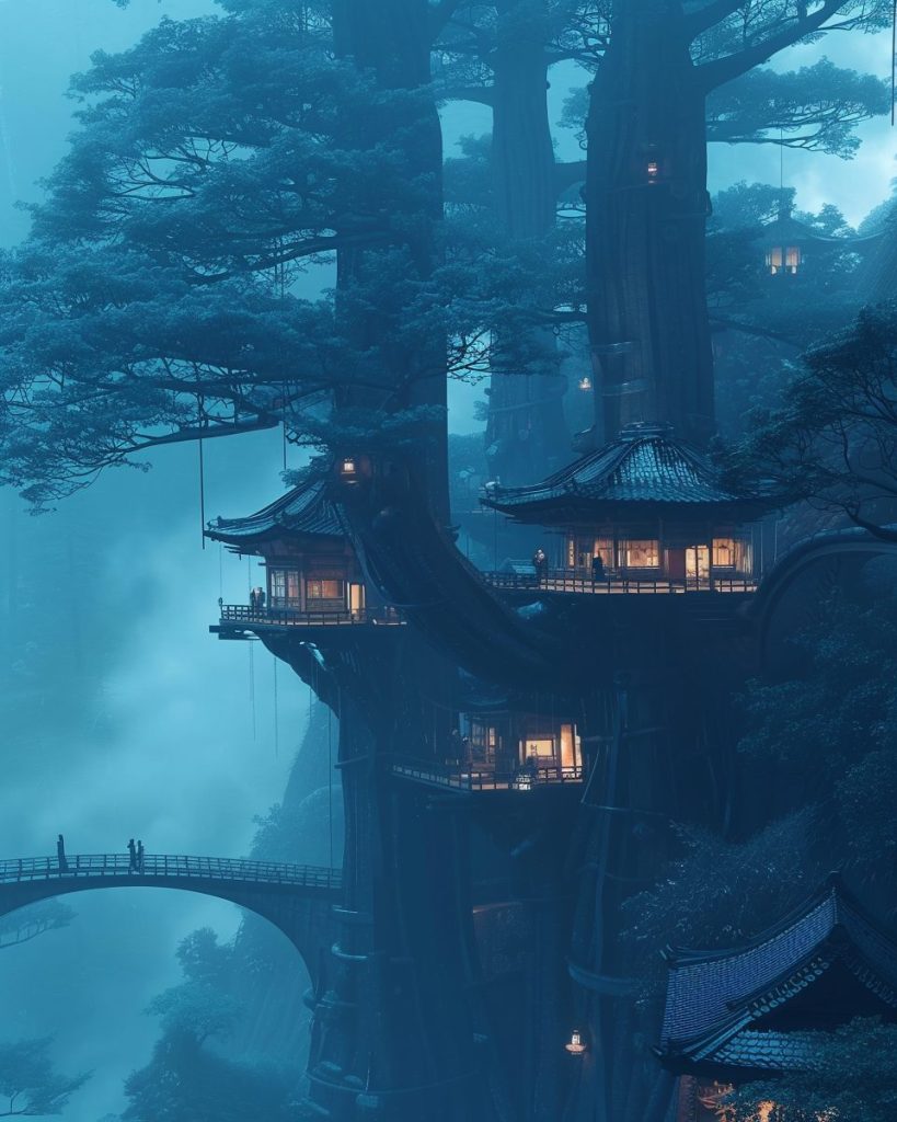 The Tree Village in Japan AI Artwork 29