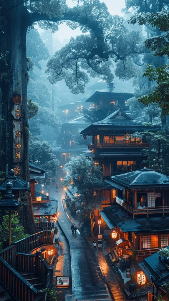 The Tree Village in Japan AI Artwork 2