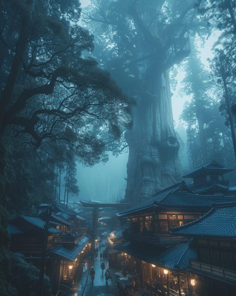 The Tree Village in Japan AI Artwork 30
