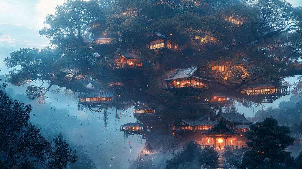 The Tree Village in Japan AI Artwork 5