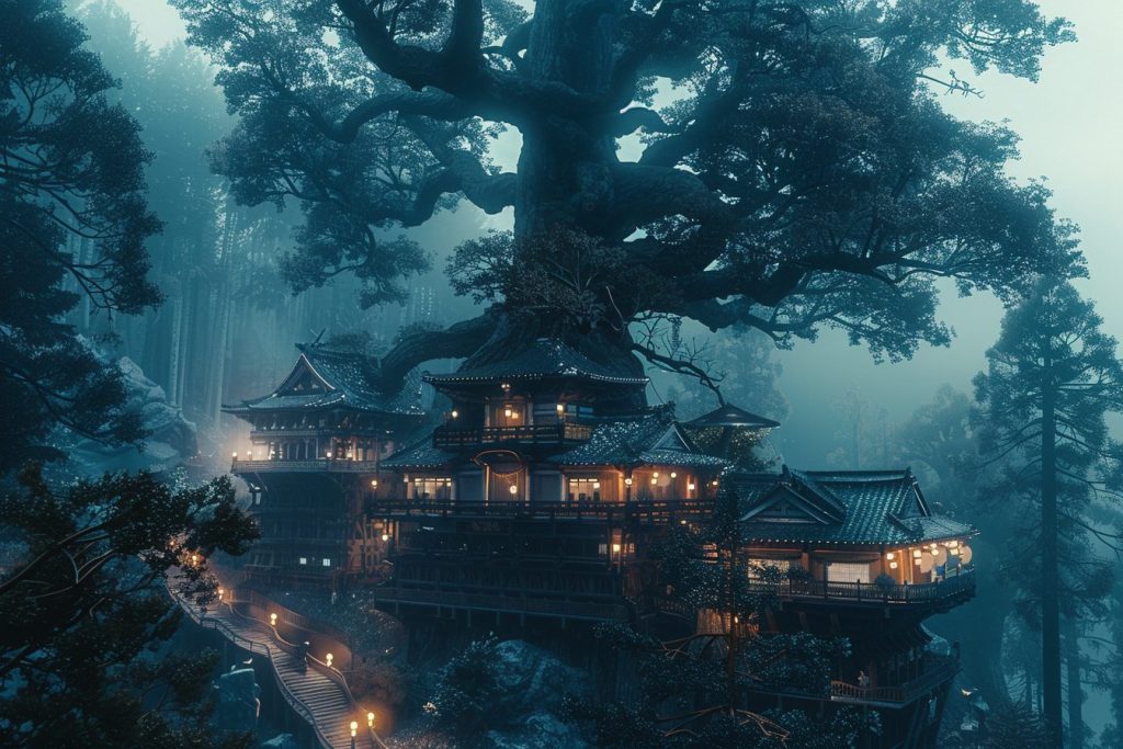 The Tree Village in Japan AI Artwork 6