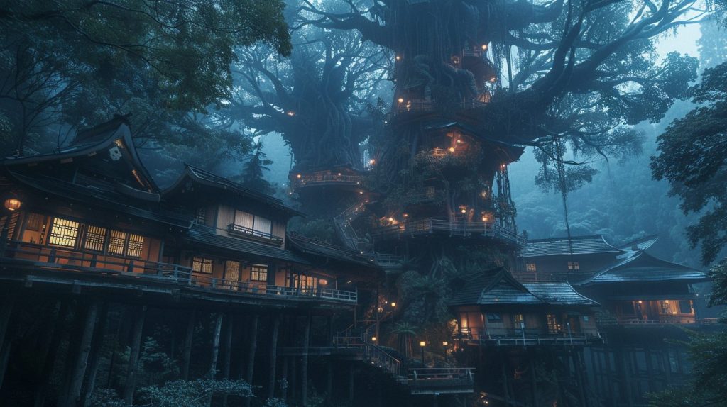 The Tree Village in Japan AI Artwork 8