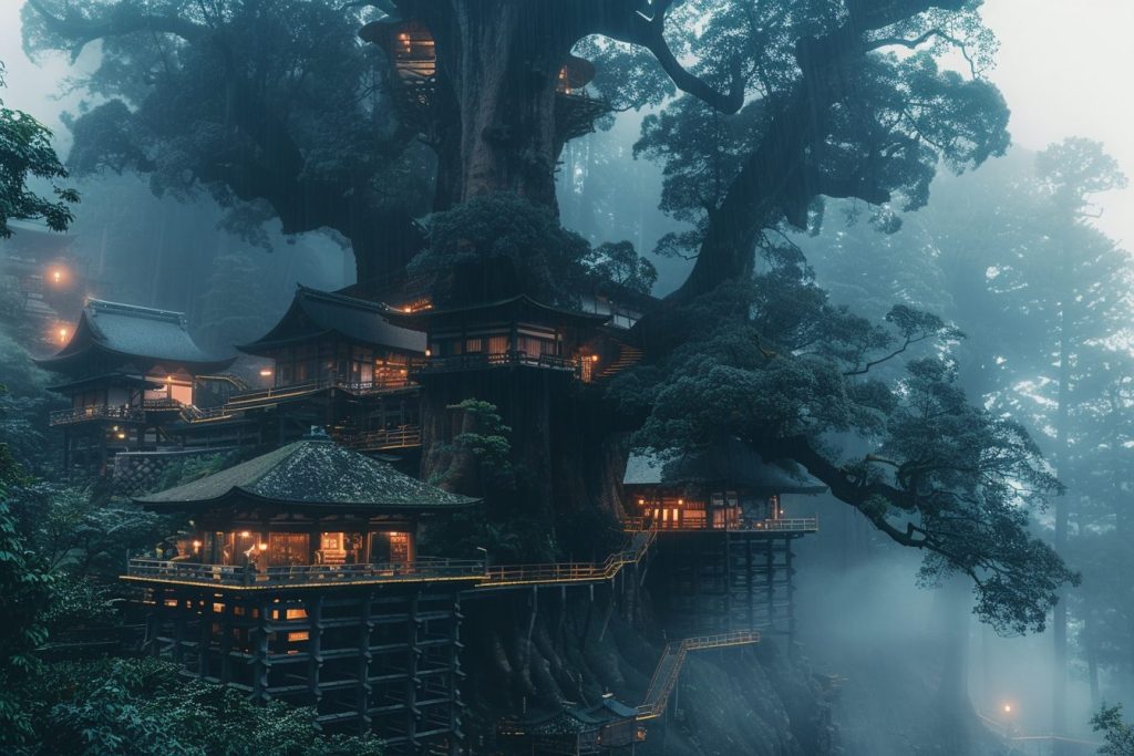 The Tree Village in Japan AI Artwork 9