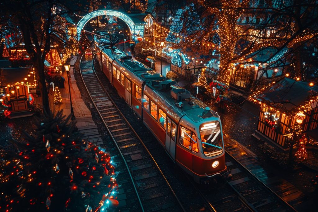 Train Passing Through a Christmas Town AI Artwork 15