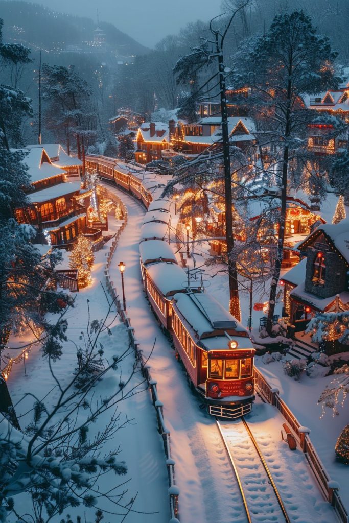 Train Passing Through a Christmas Town AI Artwork 18