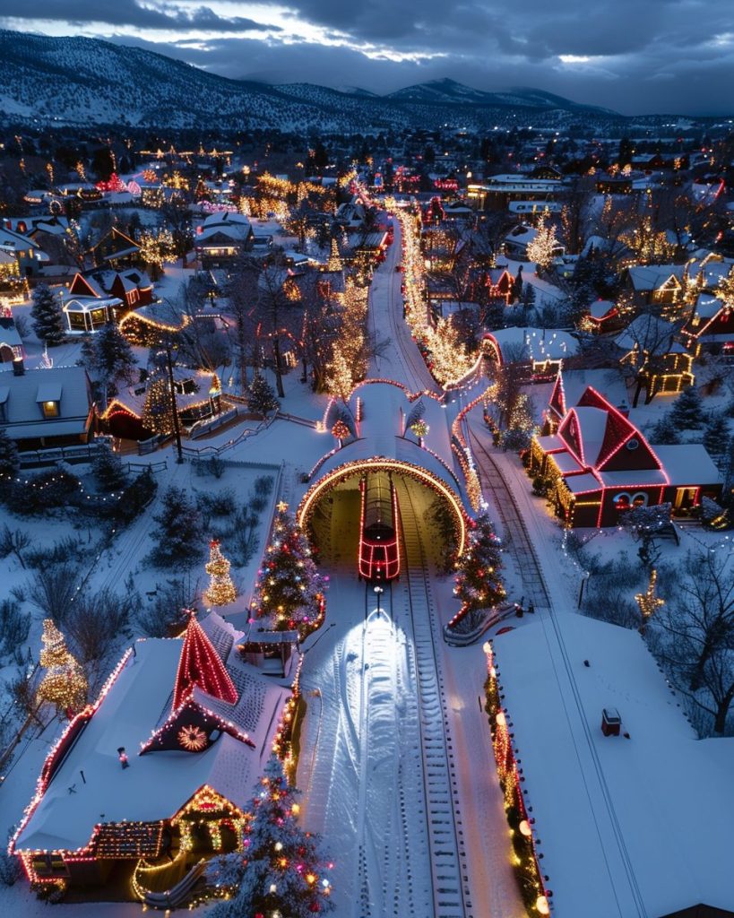 Train Passing Through a Christmas Town AI Artwork 22