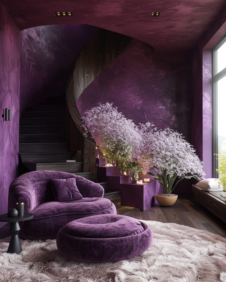 Home Interiors with Royal Purple Velvet Furniture