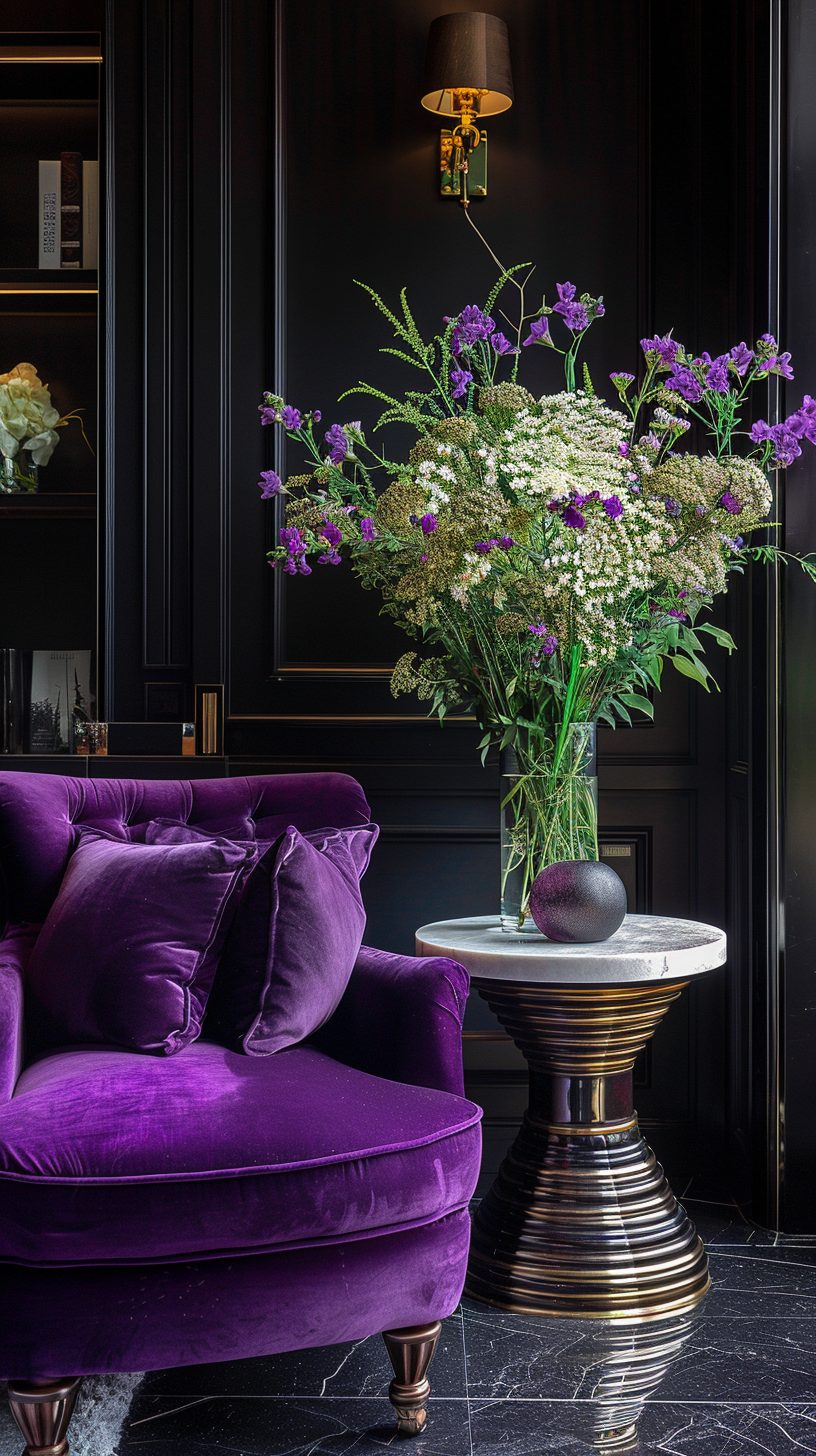 Home Interiors with Royal Purple Velvet Furniture