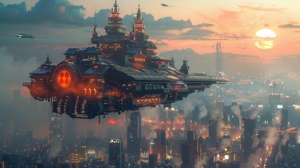 The Futuristic Japanese Castles High Above the City AI Artwork 8