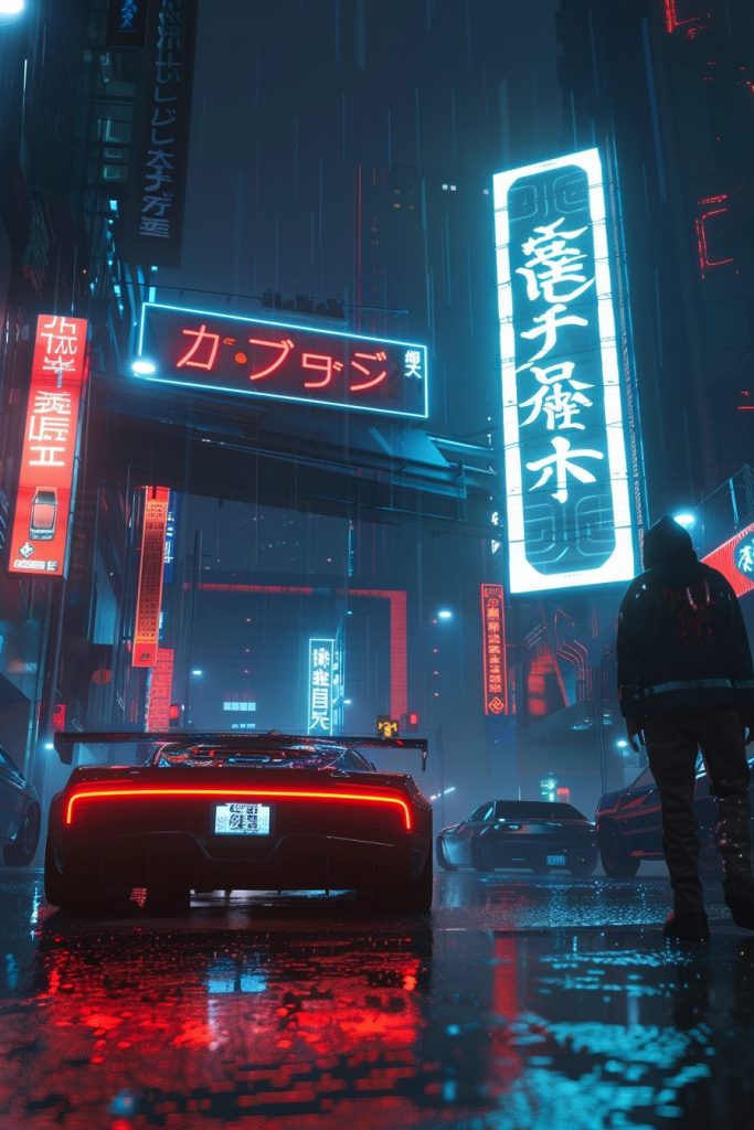 The Neon Streets of Cyberpunk Japan AI Artwork 13