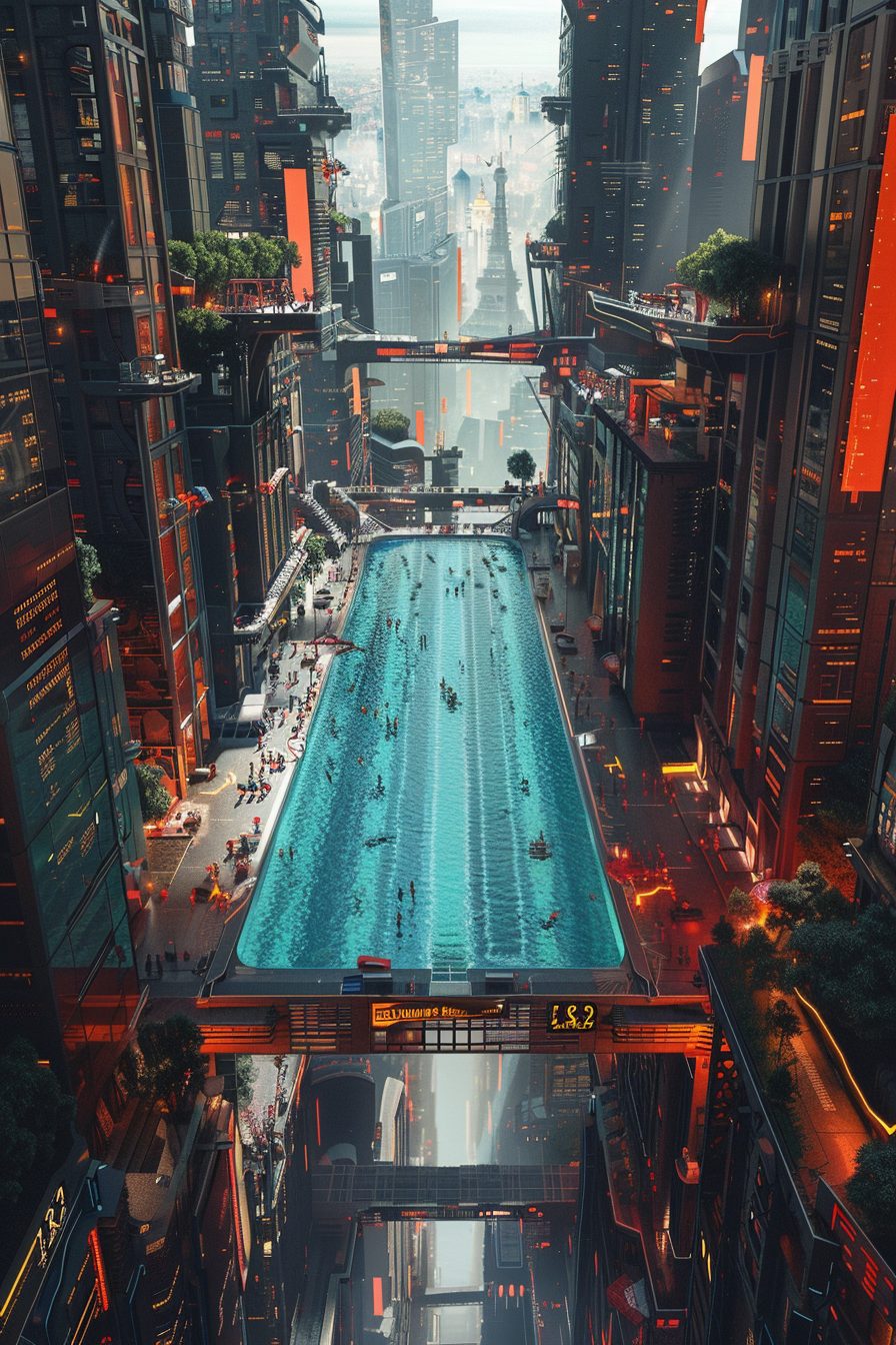 The Swimming Pools of a Futuristic City