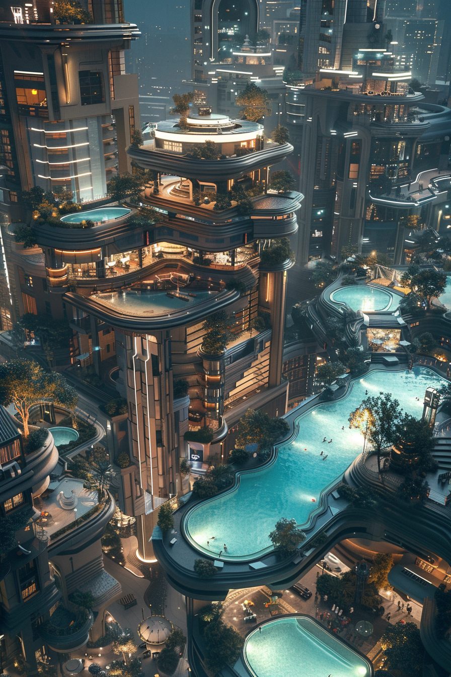 The Swimming Pools of a Futuristic City