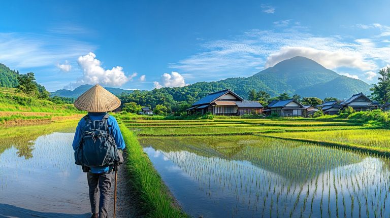 A Path of a Rice Farm in Japan