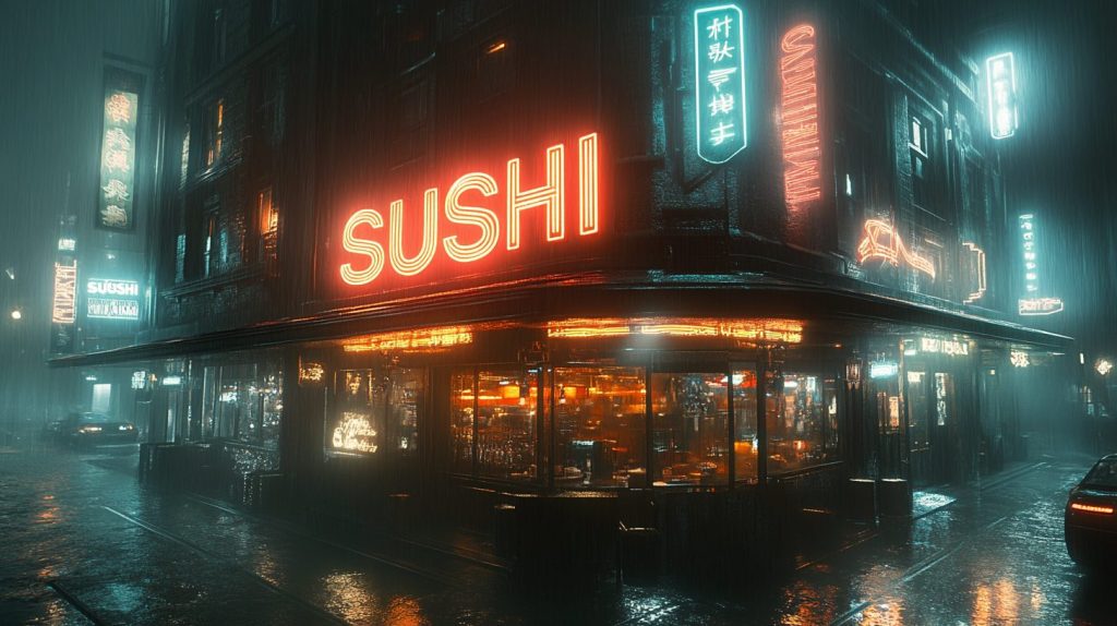 Cyberpunk City Sushi Restaurants AI Artwork 10