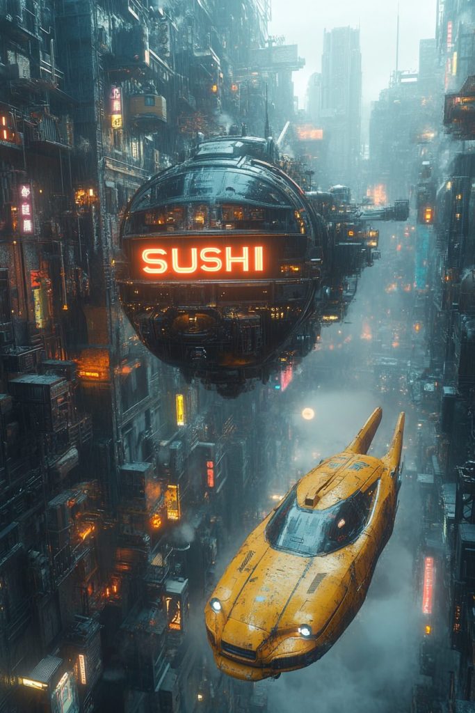 Cyberpunk City Sushi Restaurants AI Artwork 13