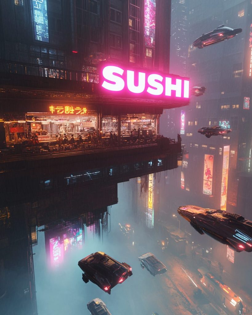 Cyberpunk City Sushi Restaurants AI Artwork 16