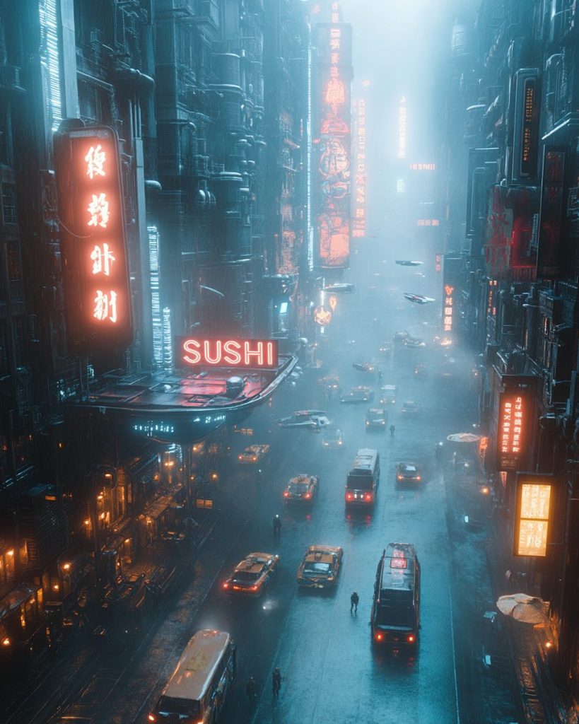 Cyberpunk City Sushi Restaurants AI Artwork 17