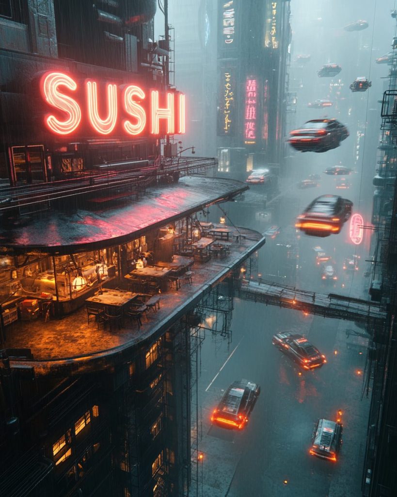 Cyberpunk City Sushi Restaurants AI Artwork 18