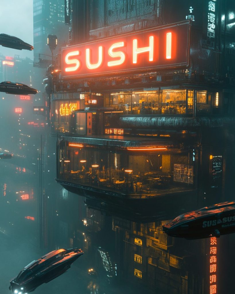 Cyberpunk City Sushi Restaurants AI Artwork 19