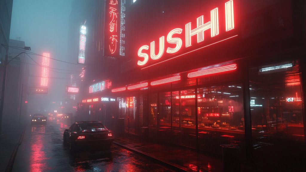 Cyberpunk City Sushi Restaurants AI Artwork 8