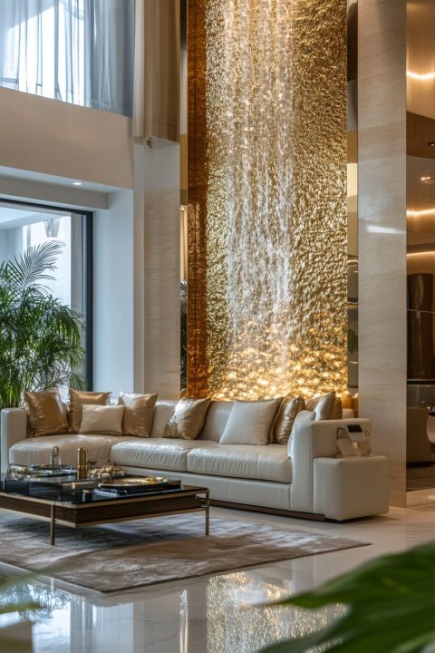 Luxurious Mansion with a Modern Waterfall