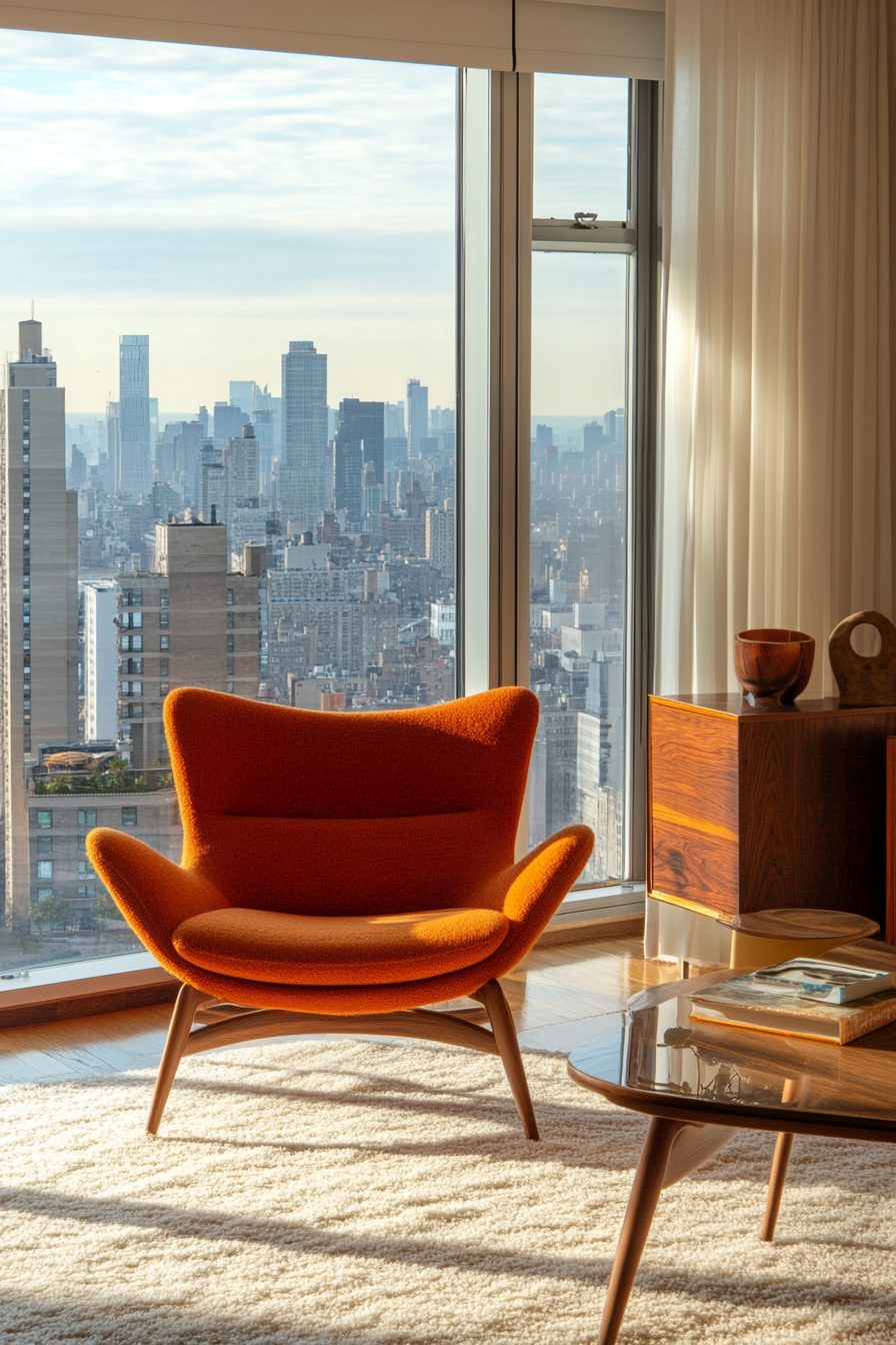 Image result for Mid-Century Modern Apartment Interior with a City View