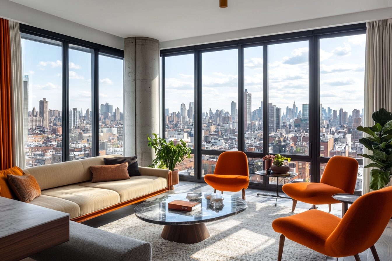 Illustration of Modern Apartment Architecture With City View