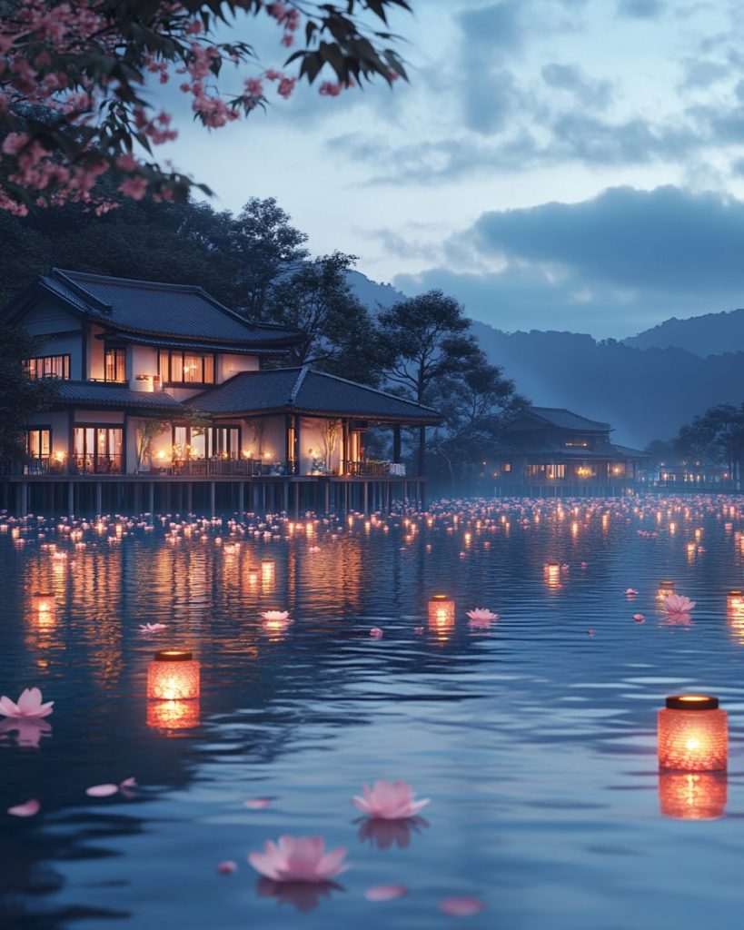 Modern Stilt Houses by the Lake AI Artwork 14