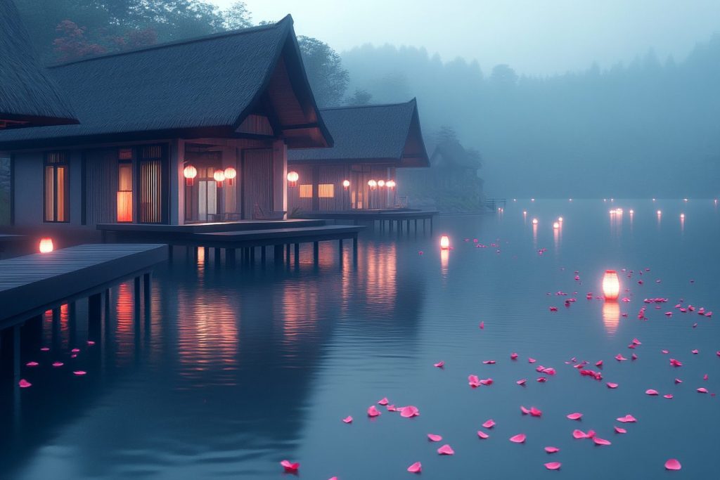 Modern Stilt Houses by the Lake AI Artwork 3