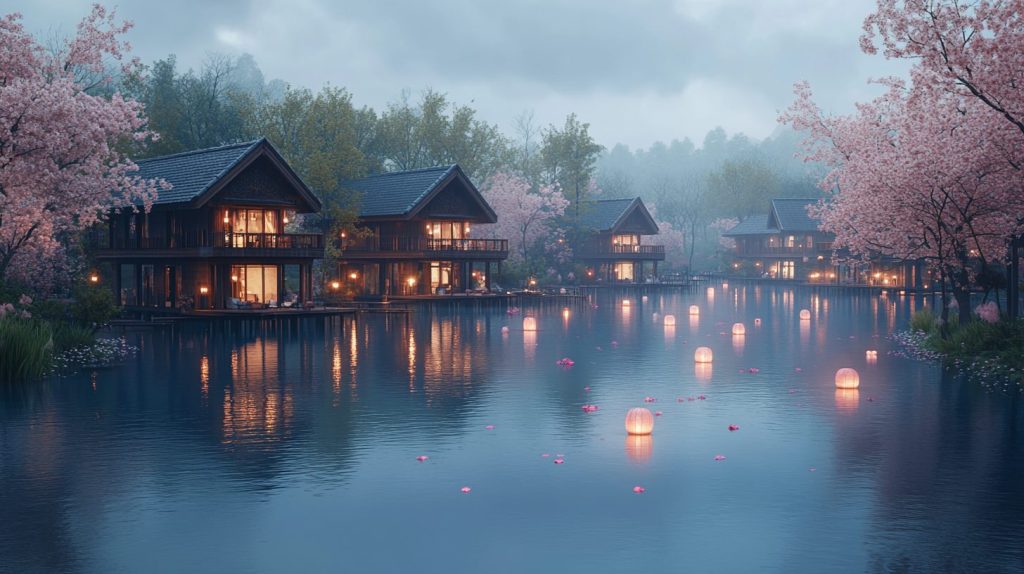 Modern Stilt Houses by the Lake AI Artwork 5