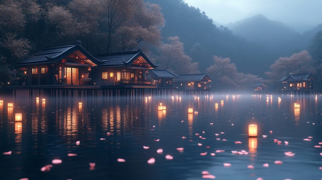 Modern Stilt Houses by the Lake AI Artwork 6