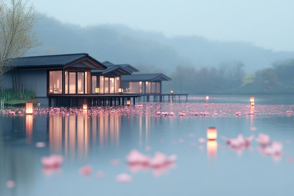 Modern Stilt Houses by the Lake AI Artwork 8