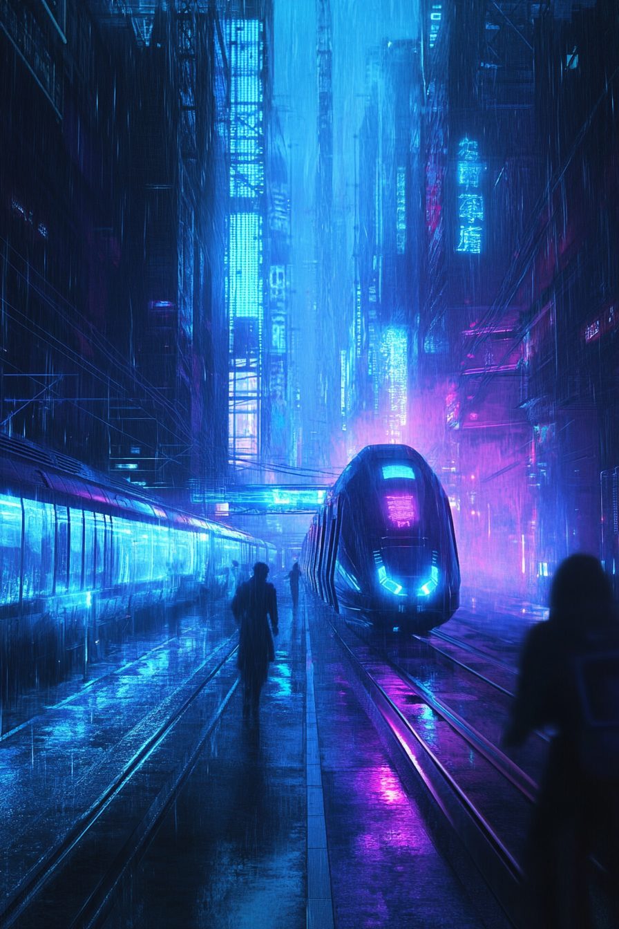 The Neon Trains of Cyberpunk City