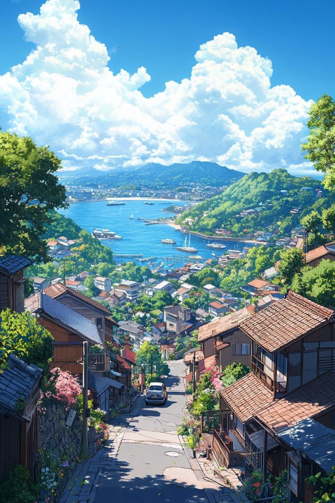 A Coastal Town in Japan - Anime Vibes AI Artwork 13