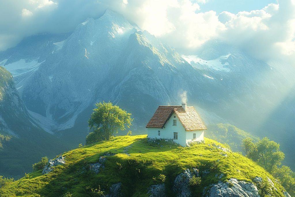 A Small Home with Beautiful Vast Landscapes AI Artwork 8