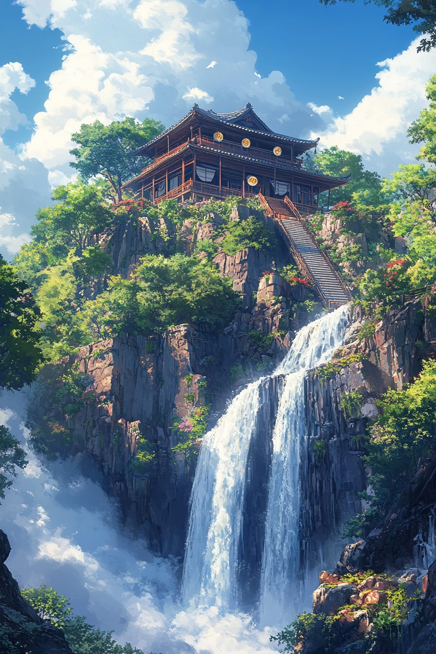 Japanese Inn on Top of a Hill – Anime Vibes