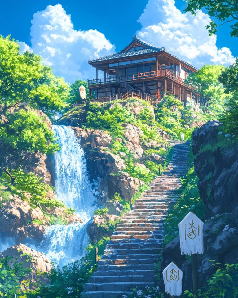 Japanese Inn on Top of a Hill – Anime Vibes