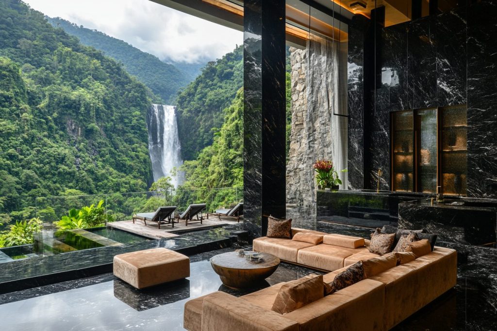 Luxurious Homes with Amazing Waterfall Views AI Artwork 3