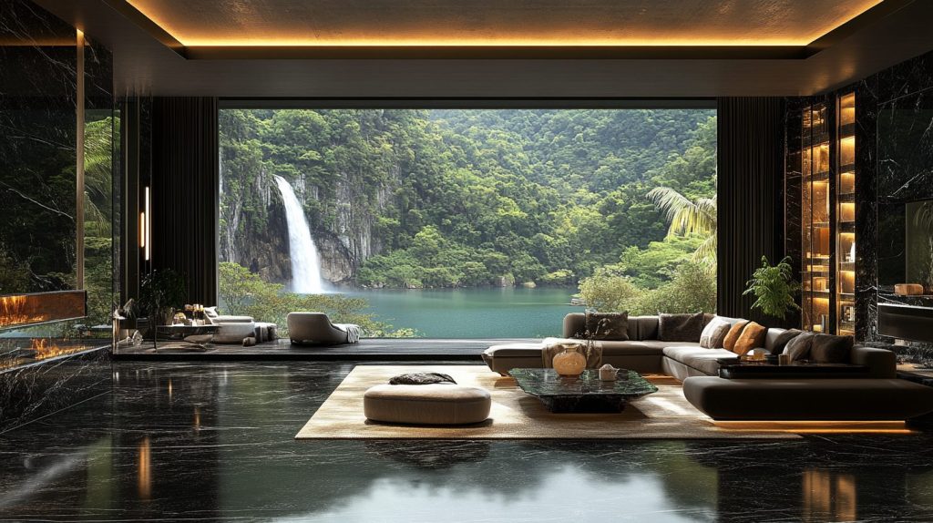 Luxurious Homes with Amazing Waterfall Views AI Artwork 5
