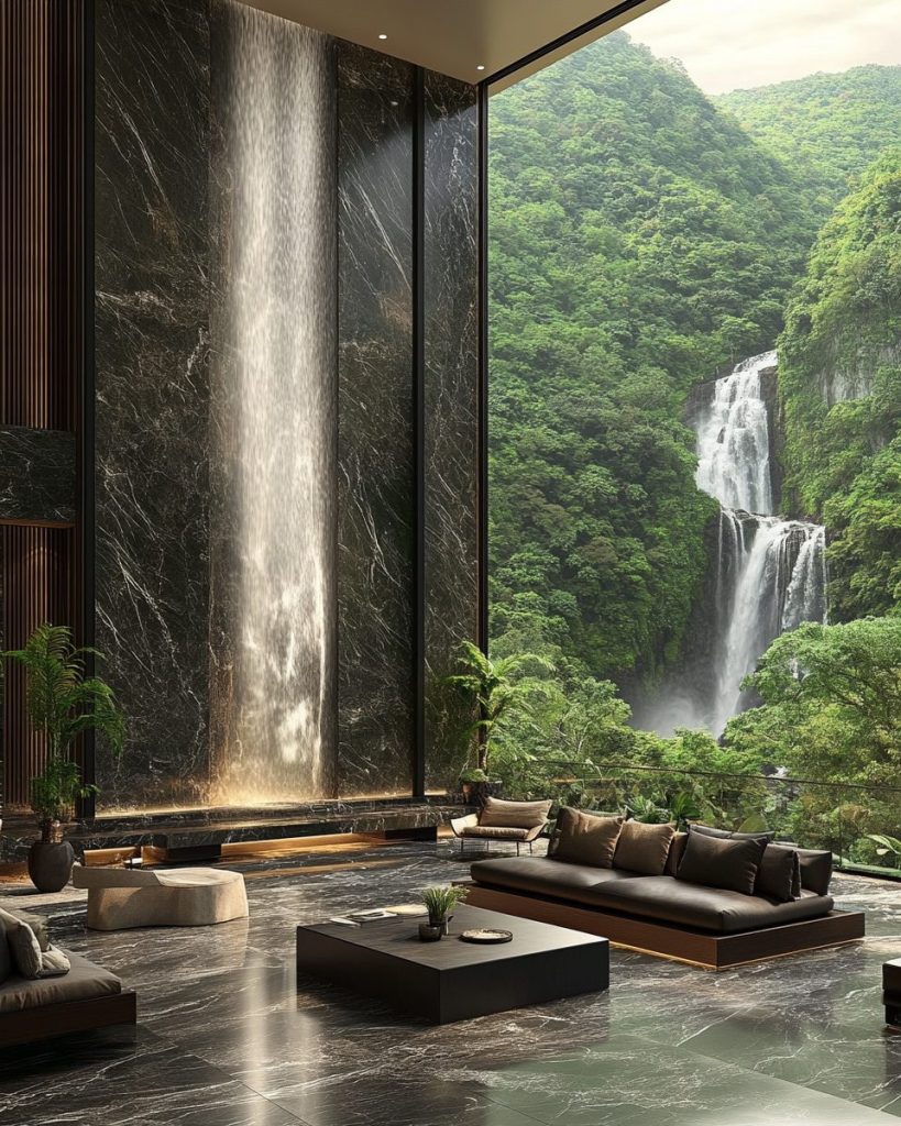 Luxurious Homes with Amazing Waterfall Views AI Artwork 8