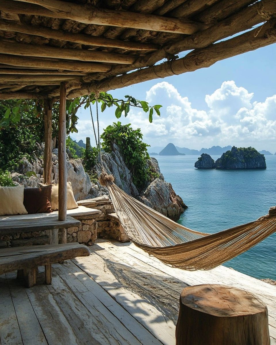 Rustic Hammock Rustic Modern Patio with a Hammock