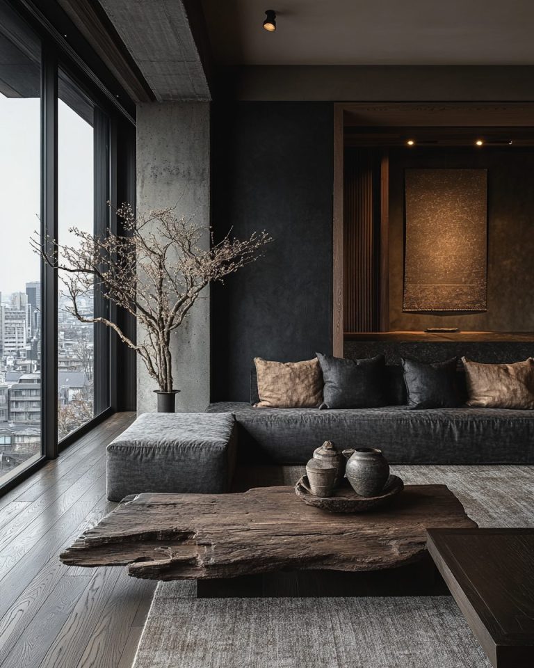 Wabi Sabi Apartment Living Room Interiors