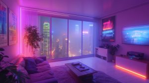 Apartment Interiors with Neon Lighting