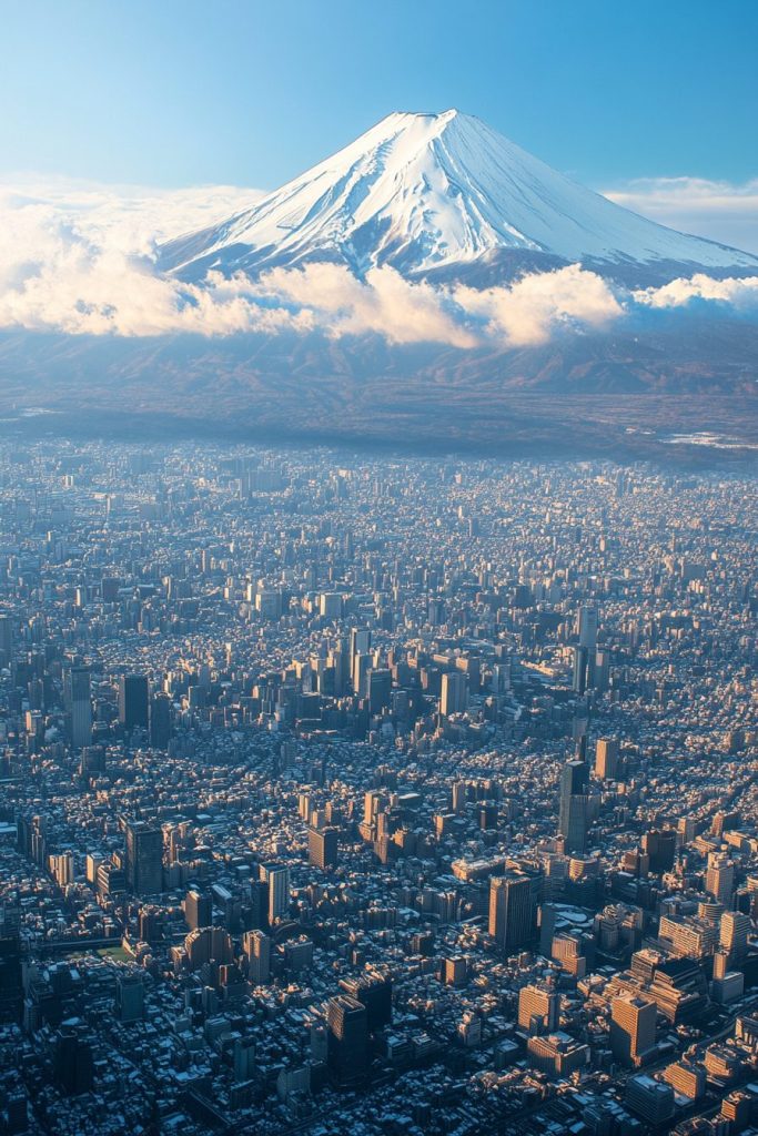 Cityscapes with Snow-Covered Mountains AI Artwork 12